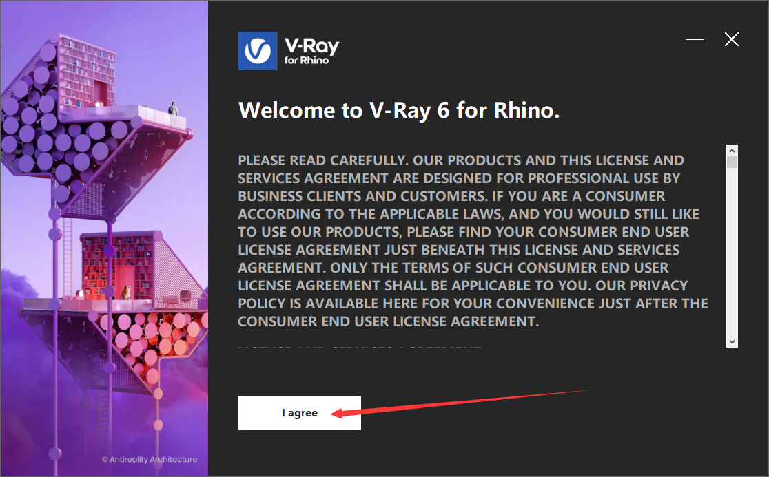 VRay 6.2003 for Rhino 6-8英文破解版安装图文教程