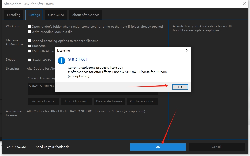 AE/Premiere/Encoder加速渲染编码插件：Aescripts AfterCodecs v1.10.3免费下载安装图文教程