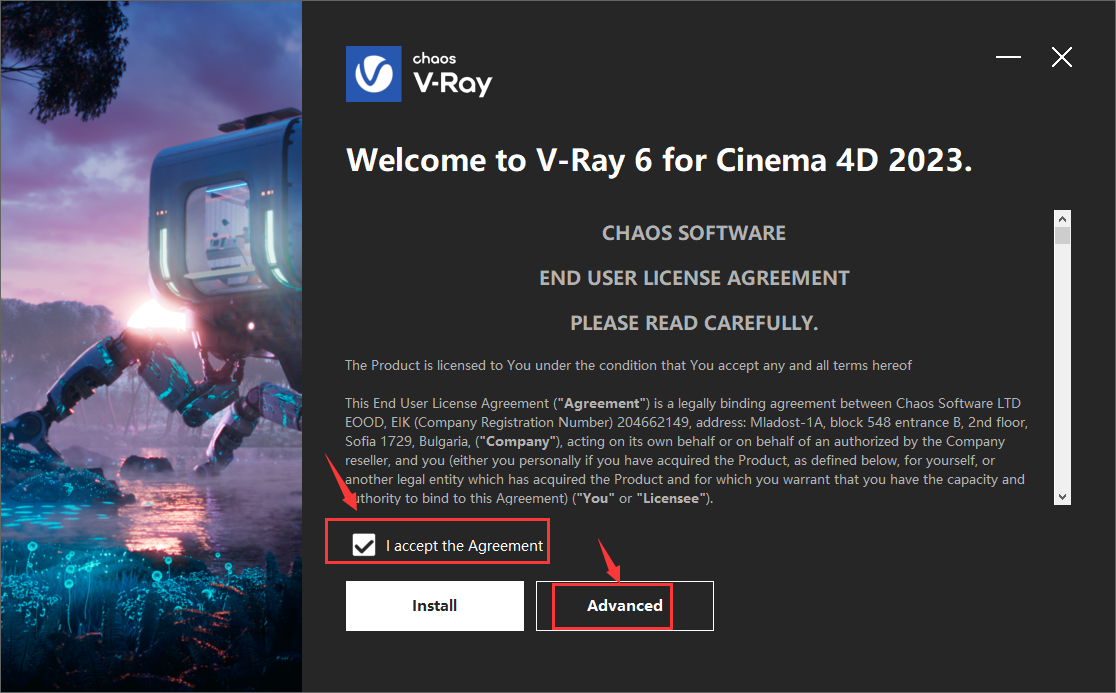 V-Ray 6.00.04 for Cinema 4D R21-2023英文破解版安装图文教程