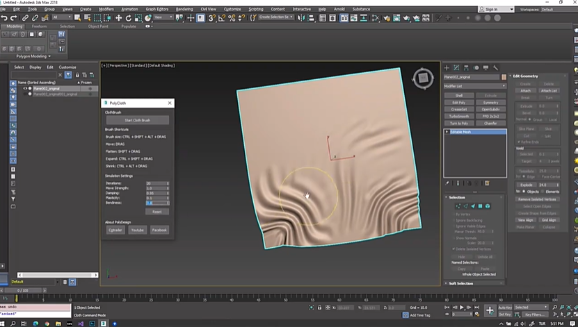 PolyCloth 2.05 for 3Dmax2016-2023【3Dmax真实布料模拟插件】英文免费版