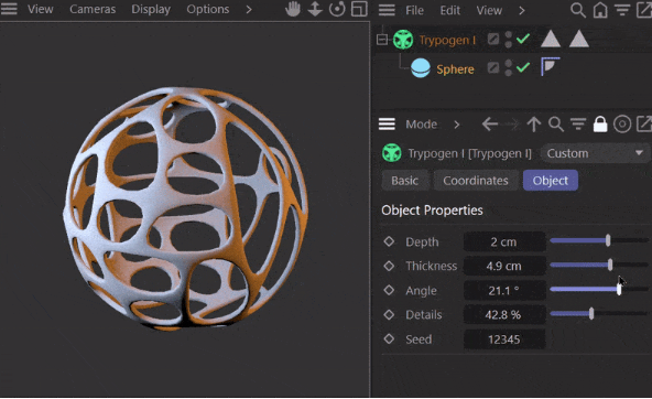 Trypo Lite v1.1 for C4D R15-2023【多边形曲面细分圆孔镂空生成插件】免费版