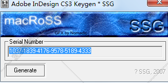 Adobe InDesign CS3序列号【ID CS3注册机】破解补丁
