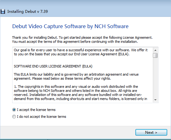Debut Video Capture Software (屏幕录制软件) V7.39免费版安装图文教程