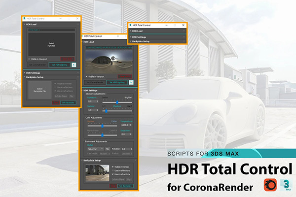【3dmax插件】HDR Total Control V2.5 for 3Ds Max &amp; Corona（3DS MAX HDRI高动态控制插件）下载