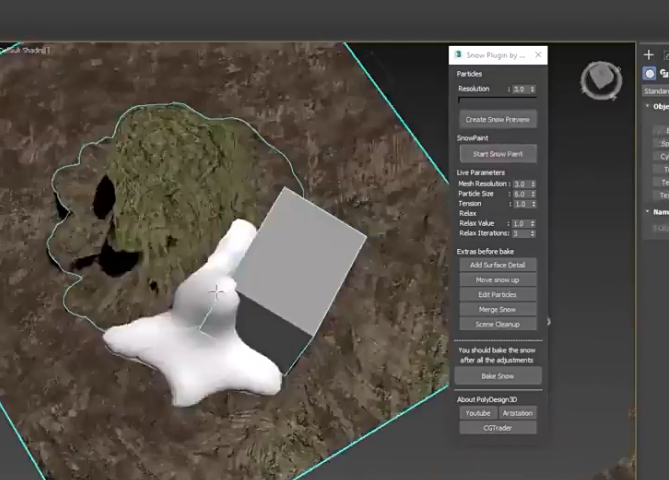 PolySnow v1.04（免费版）下载-3dmax雪覆盖模拟插件