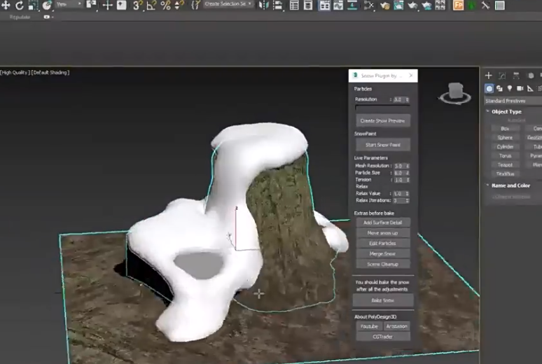 PolySnow v1.04（免费版）下载-3dmax雪覆盖模拟插件